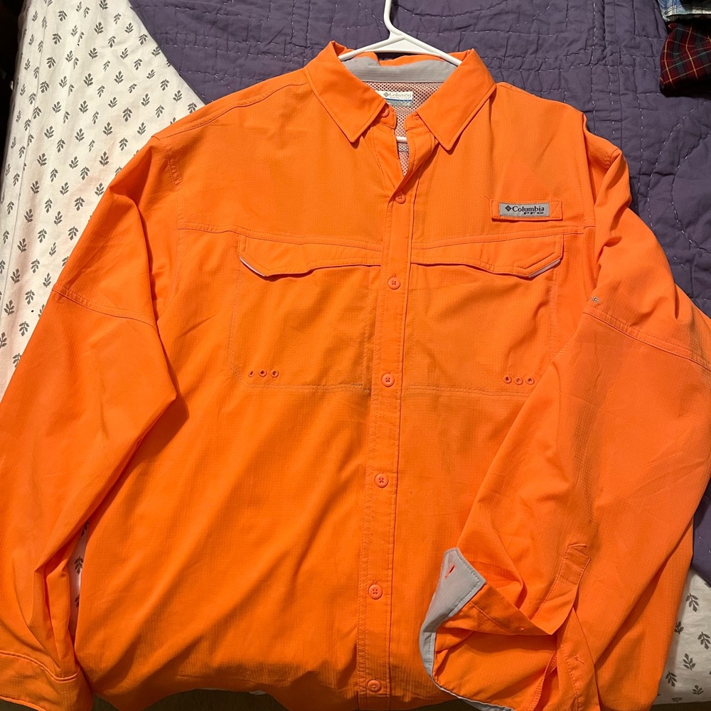 Sunset Orange Large Columbia Button Down